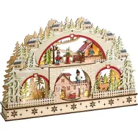 Beliani Weihnachtsdekoration mit LED-beleuchteter hellbrauner Holzfigur Weihnachtsaccessoires