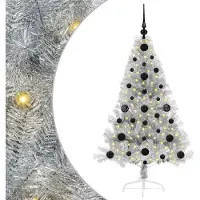 vidaXL Künstlicher Vorbeleuchteter Weihnachtsbaum Silber 120 cm 3397181