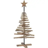vidaXL Weihnachtsbaum mit Ständer Braun 120 cm Massivholz Teak 42017949