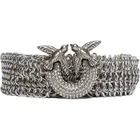 Pinko Damengürtel Strass Buckle Belt H2 105878 A2X8 Silberfarben
