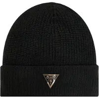 GUESS Strickmütze "BEANIE", Herren, schwarz, Strick, Kunstfaser, unifarben, Mützen Strickmütze, mit Markenlabel