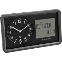 TFA-Dostmann TFA 60.3552.01 analoge Funkuhr mit Kalender Wecker Seniorenuhr Wochentag Deutsch