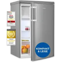 Exquisit Kühlschrank ohne Gefrierfach, EEK: C, 118 l, 4-Sterne-Gefrierfach, 2 Glasablagen, 55cm breit, Türanschlag wechselbar, KS16-4-HE-040C inoxlook