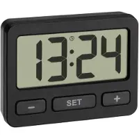 TFA-Dostmann Digitale Miniuhr - 60.2035.01 - Tischuhr mit Magnet und Ständer - Schwarz