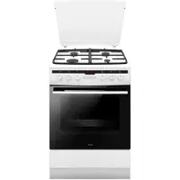 Amica 617GEH3.33HZpTaDpA(W) PIZZA, Freistehender Herd, Weiß, Tasten, Drehregler, LED, Emaille, Boden