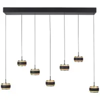 Neuhaus PURE Falling Rings LED-Hängelampe, schwarz, 132 cm, 7-fl. - , Falling Rings, dimmbar, Schwarz, für Wohnzimmer, Metall, Modern