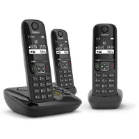 Gigaset AS690A Trio, Analoges/DECT-Telefon, Kabelloses Mobilteil, Freisprecheinrichtung, 100 Eintragungen, SMS (Kurznachrichtendienst), Schwarz