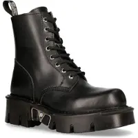 New rock Unisex Schwarze Gothic-Militär-Bikerstiefel - MILI084N-S3