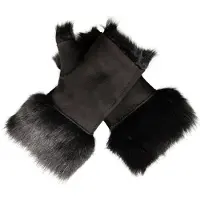 Infinity Leather Damen-Fäustlinge aus Lammfell, fingerlose Manschetten, Toscana-Wildleder, Schaffellfell