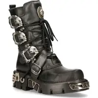 New rock Schwarze mittelhohe Gothic-Lederstiefel-391-S1