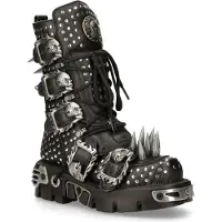 New rock Gothic-Stiefel mit Nieten aus schwarzem Leder-1535-S1