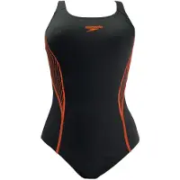 Speedo Placement Damen Schwarz/Orange Badeanzug
