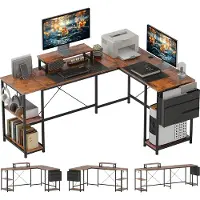 HOMCOM L-förmiger Schreibtisch 168 x 120 cm Eckschreibtisch mit Ablagefächern