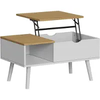 Vicco Couchtisch Stora Weiß/Eiche 76 x 45 cm mit Liftfunktion, Model 56372