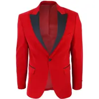 TruClothing Herren-Blazer aus rotem Samt-Dinner-Smoking-Anzug