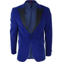 TruClothing Blauer Herren-Smoking-Anzug-Blazer aus Samt
