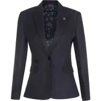 TruClothing Damen-Blazer aus Tweed mit Fischgrätmuster und schwarzer Wolle im Stil der 1920er Jahre