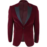 TruClothing Burgunderroter Samt-Dinner-Smoking-Anzug-Blazer für Herren