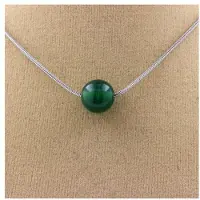 Bijoux Steine und Mineralien. Kette mit 1 Perle grüner Achat 8 mm Edelstahlkette.