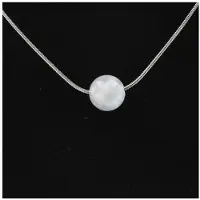 Bijoux Steine und Mineralien. Halskette 1 Selenitperle aus Marokko 8 mm Kette aus rostfreiem Stahl.