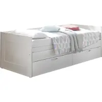 Die Möbelfundgrube Jugendbett ausziehbar mit Schubladen weiß 90 x 200 cm - SALIAS