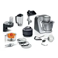 Bosch Küchenmaschine MUM5935B Durchlaufschnitzler, 3 Scheiben, Mixer, silber, Fleischwolf, Kekspresse, Zitruspresse, 3 Rühr-/Knethaken, spülm.fest