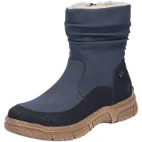 Rieker Damen Stiefelette mit gerafftem Schaft Warmfutter wasserabweisend 72382, Größe:39 EU, Farbe:Blau