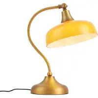 QAZQA Klassische Tischleuchte Bronze mit orangefarbenem Opalglas - Clerk