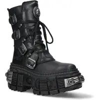 New rock mittelhohe Leder-Plateaustiefel-WALL373-S3