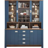 Innostyle Dijon Buffetaufsatz + Sideboard Holzwerkstoff Parisian Blue/Haveleiche Cognac