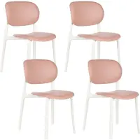 Beliani Gartenstühle 4er Set Pastellrosa Kunststoff Wetterbeständig Leicht Modernes Design Indoor Outdoor Terrasse Esszimmerstühle