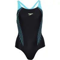 Speedo Fit Laneback Damen Schwimmanzug Schwarz/Blau