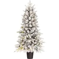 Black Box Trees Weihnachtsbaum Künstlich Grimshaw mit Schnee H120 x Ø60 cm - Kunstbaum im Topf - Tannenbaum für Innen - 206 Spitzen - Grün