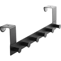 Sotech Türgarderobe LINEA II Edelstahl Schwarz Matt mit 6 Haken für 40 mm Türen Ohne Falz