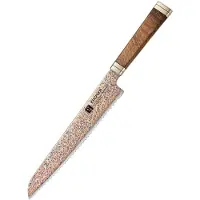 Xinzuo - Kupfer-Damast-Brotmesser 22 cm - X08C Serie - gefertigt aus 53-lagigem Kupfer-Damast