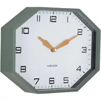 Karlsson - Wanduhr Modern Factory Octagon - Dschungelgrün & Ockergelb