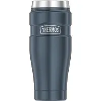 Thermos Isolierbecher STAINLESS KING, 0,47 Liter, eisgrau doppelwandiger Edelstahl mit Vakuumisolierung, ze