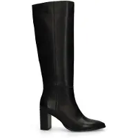 Manfield Schwarze Lederstiefel mit Absatz | Größe 36