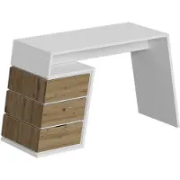 Vicco Schreibtisch Okaro Weiß/Eiche 105 x 50 cm mit 3 Schubladen, Model 57466