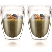 Bodum Set mit 2 -Bechern – Pavina To Go – Doppelwandiger Kunststoff – Luftdichter Deckel – 30 cl – Transparent