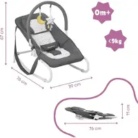 Badabulle Babywippe Easy Moonlight - mit integrierter Kopfstütze, 5-fach verstellbarer Rückenlehne, Spielbogen - B012012