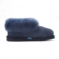 Infinity Leather Damen Winterstiefelette aus Schaffell-Wildleder in Marineblau zum Hineinschlüpfen – Glacier