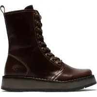 Fly london Damen RAMI043 Lässige Lederstiefeletten mit Schnürung, Braun