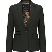 TruClothing Damen Tweed Grün Karierter Blazer Wolle Klassische Jacke