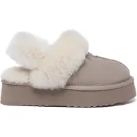 EVER AU Damen Leder Hausschuhe Mit Zwei Abnehmbaren Riemen - Fantail