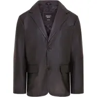 Infinity Leather Schwarzes Lederblazer-Jackett mit 2 Knöpfen für Herren - Bergen