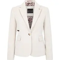 TruClothing Cremefarbener Blazer aus Wollmischung und Tweed im Tailored Fit für Damen