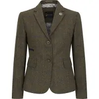 TruClothing Olivgrüner Tailored Fit Tweed-Blazer mit Fischgrätenmuster für Damen