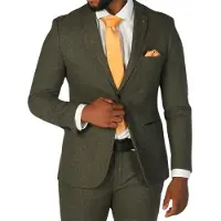 Paul Andrew Olivgrüner Herrenblazer aus Wollmischung und Tweed