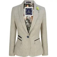TruClothing Damen Tweed Fischgrätenmuster Creme Jacke Peaky Blinders
